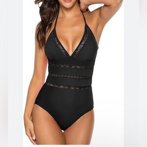 Sexy One-Piece Swimsuit with Lace Detail Size Small NWOT